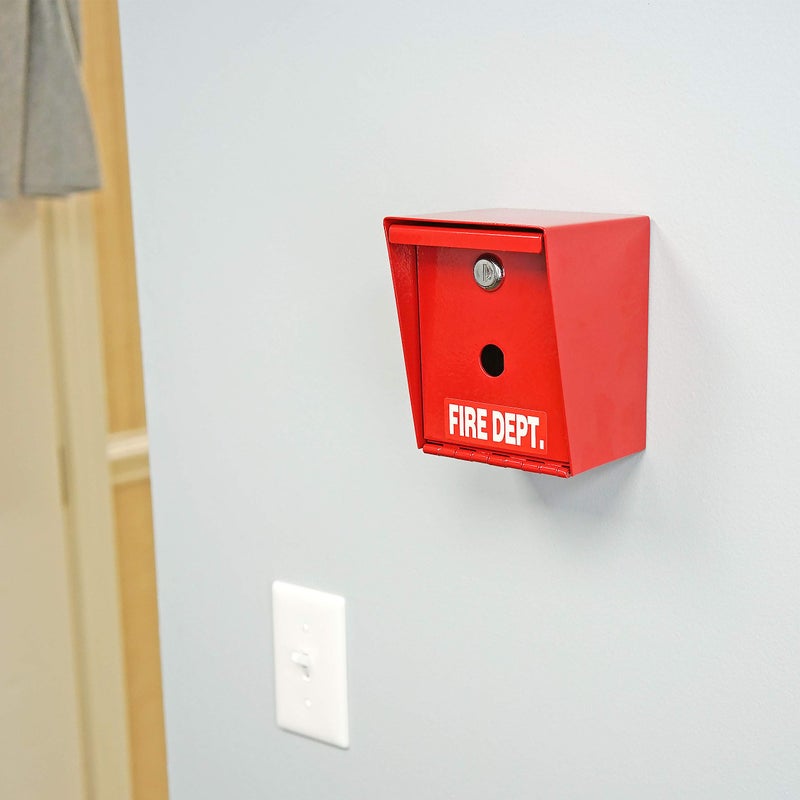Fairly Odd Treasures Fire Department Lock Box â€“ Red Wall-Mounted Steel Emergency Key Box with 2 Keys, Fire Safe Access Box for Home, Office & First Responders, 4.5" x 4.55" x 5.65" - Image 4